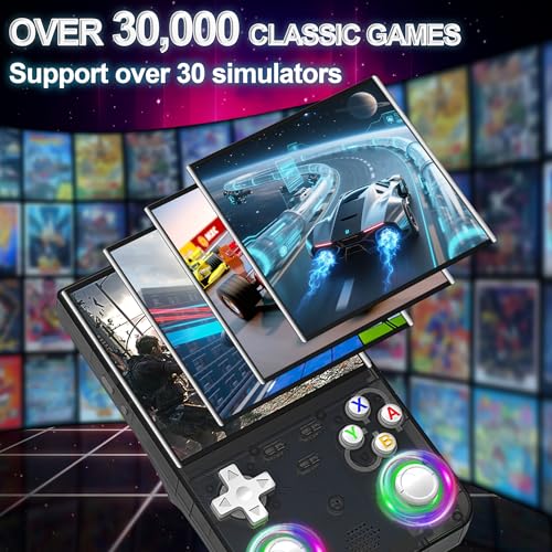Black Handheld Retro Game Console with 4.0-Inch IPS Screen and 64GB TF Card S9878