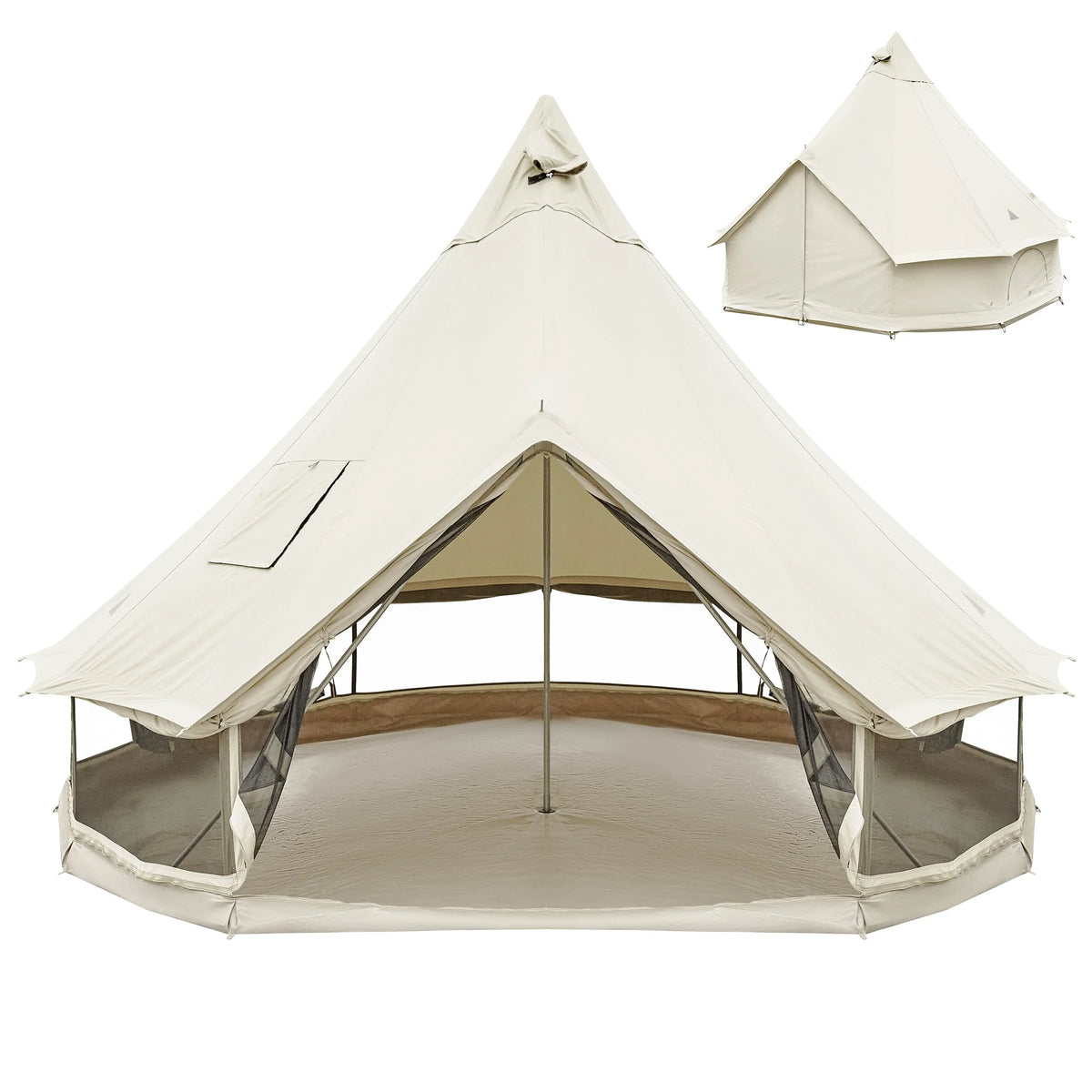 Canvas Bell Tent with Stove Jack Hole, 8-People 4 Seasons P34509