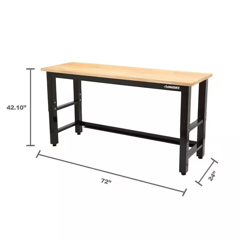 Adjustable Height Solid Wood Top Workbench in Black N4363