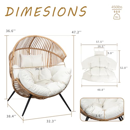 Oversized Wicker Egg Chair with Cushion V8777