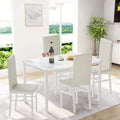 5 Piece Faux Marble Dining Set with 4 PU Leather Chairs M3553