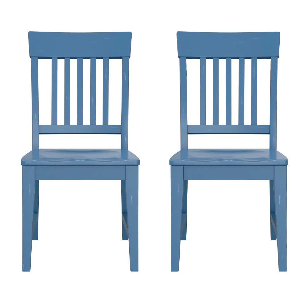 Antique Blue Wood Dining Chairs Pack of 2 W4063