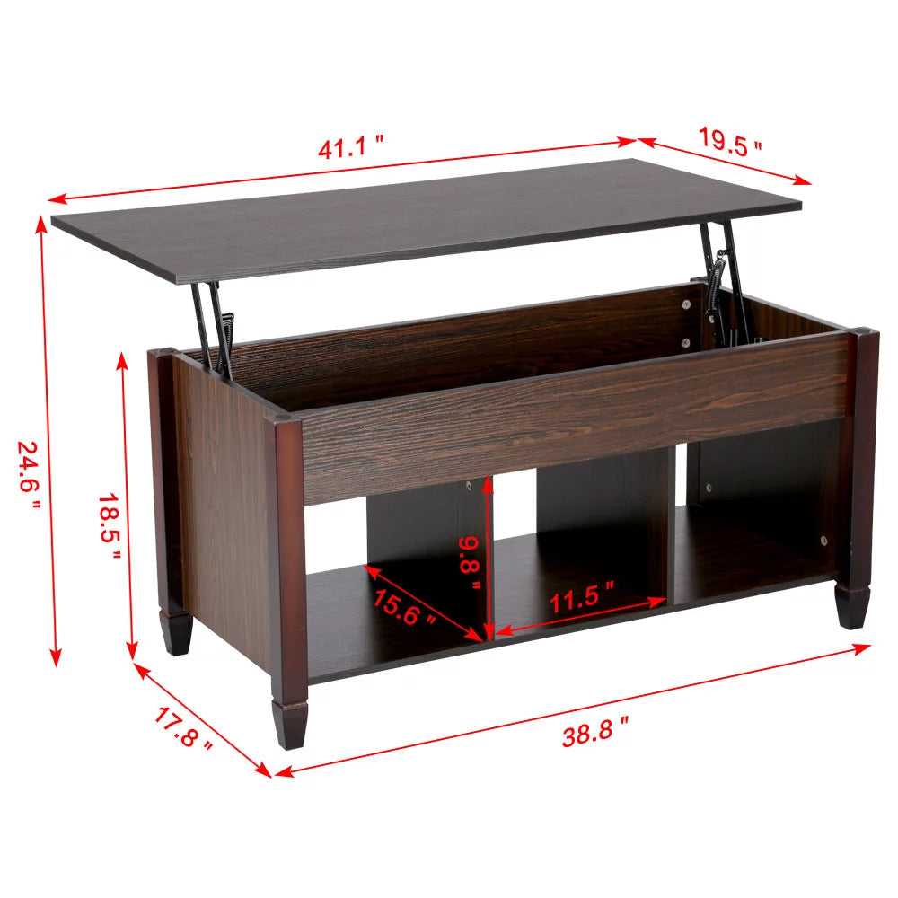 Modern Lift Top Coffee Table with 3 Storage Compartments K379