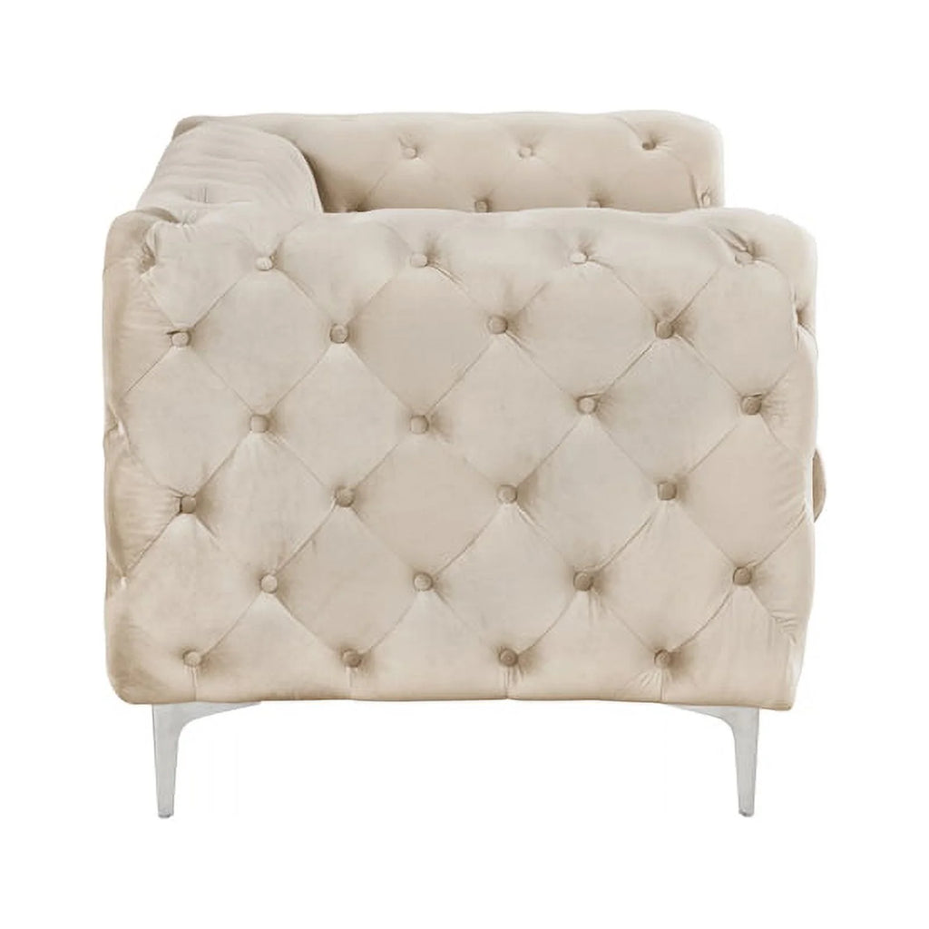 2-Piece Button Tufted Velvet Sofa Set Beige H7664