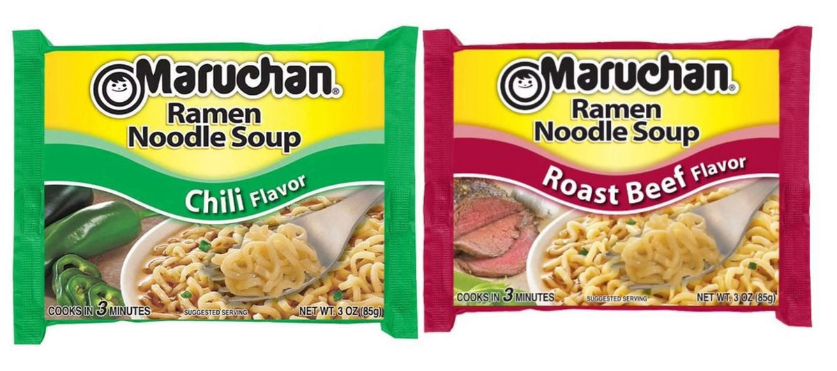 Ramen Chili and Roast Beef Noodles Variety Pack Soup, 3 Oz, 48 Ct M2846