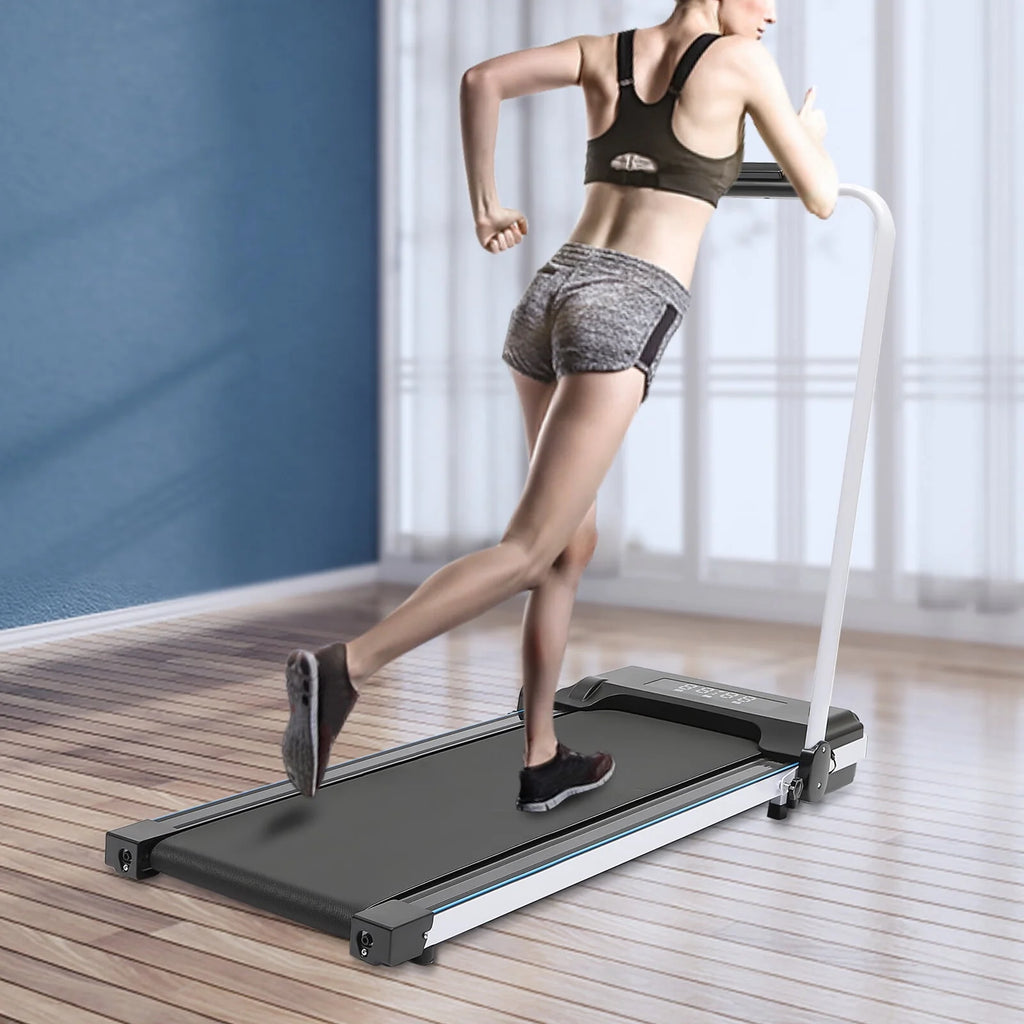 Folding Treadmill, 500W 2.0HP Under Desk Electric Treadmill with Remote & Handrail, Black J1804