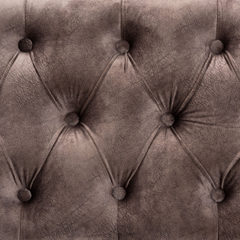 Chocolate Velvet Fabric and Dark Brown Finished Wood Bench Y617018