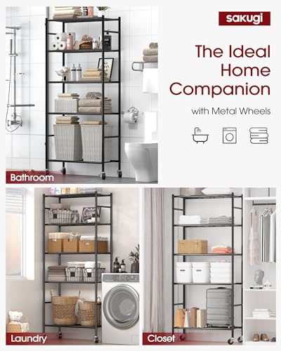 5 Tier Metal Storage Shelves with Wheels A59185