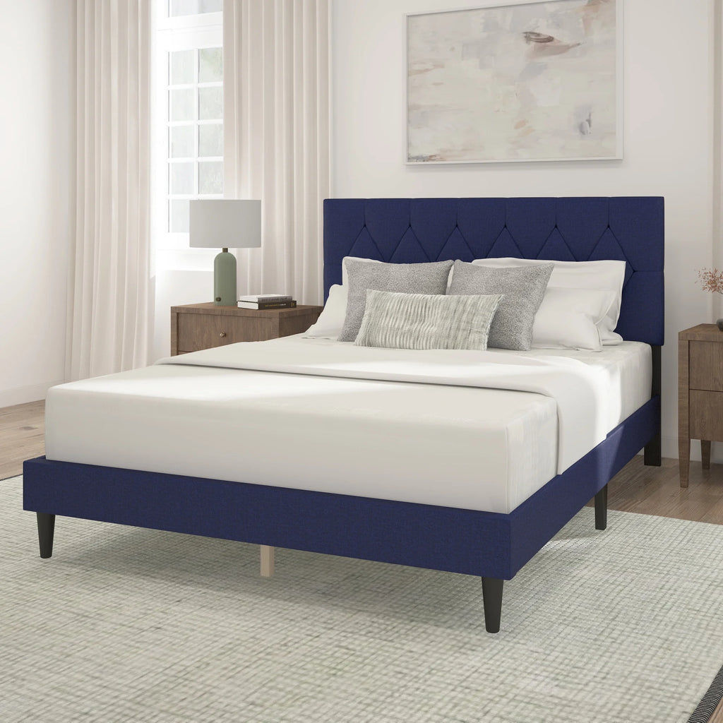 Gray Diamond Tufted Upholstered Queen Platform Bed N5264