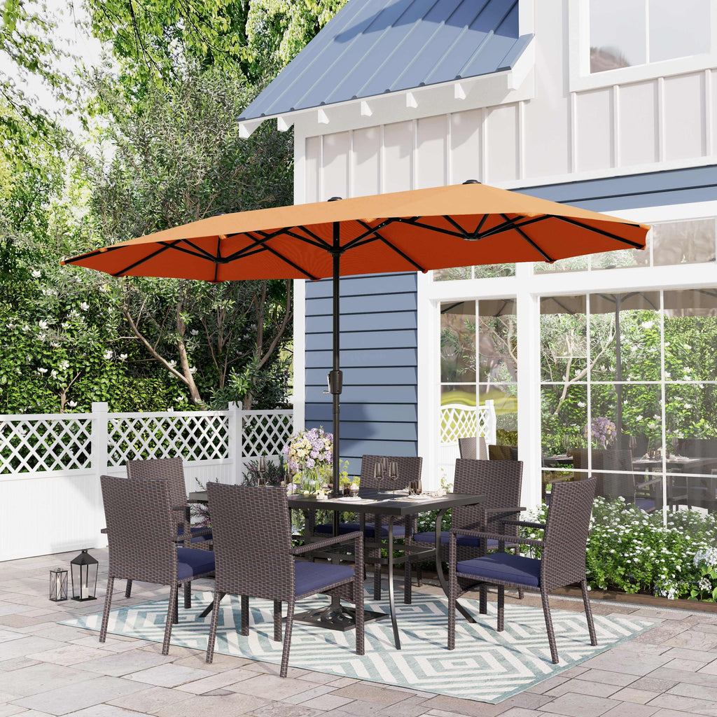 8-Piece Outdoor Patio Set with 13 ft Navy Umbrella I6767
