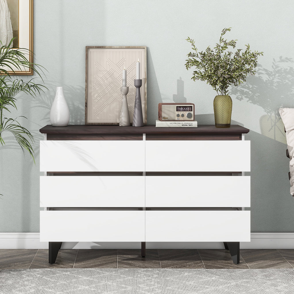 White 6 Drawer Rustic Wood Dresser C6179