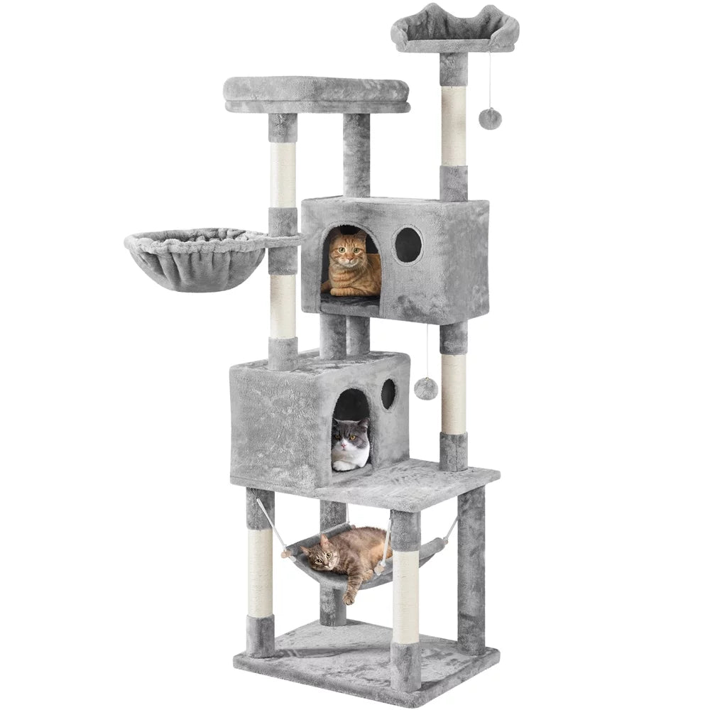 73''H Multilevel Cat Tree with 2 Condos & Scratching Posts B5901