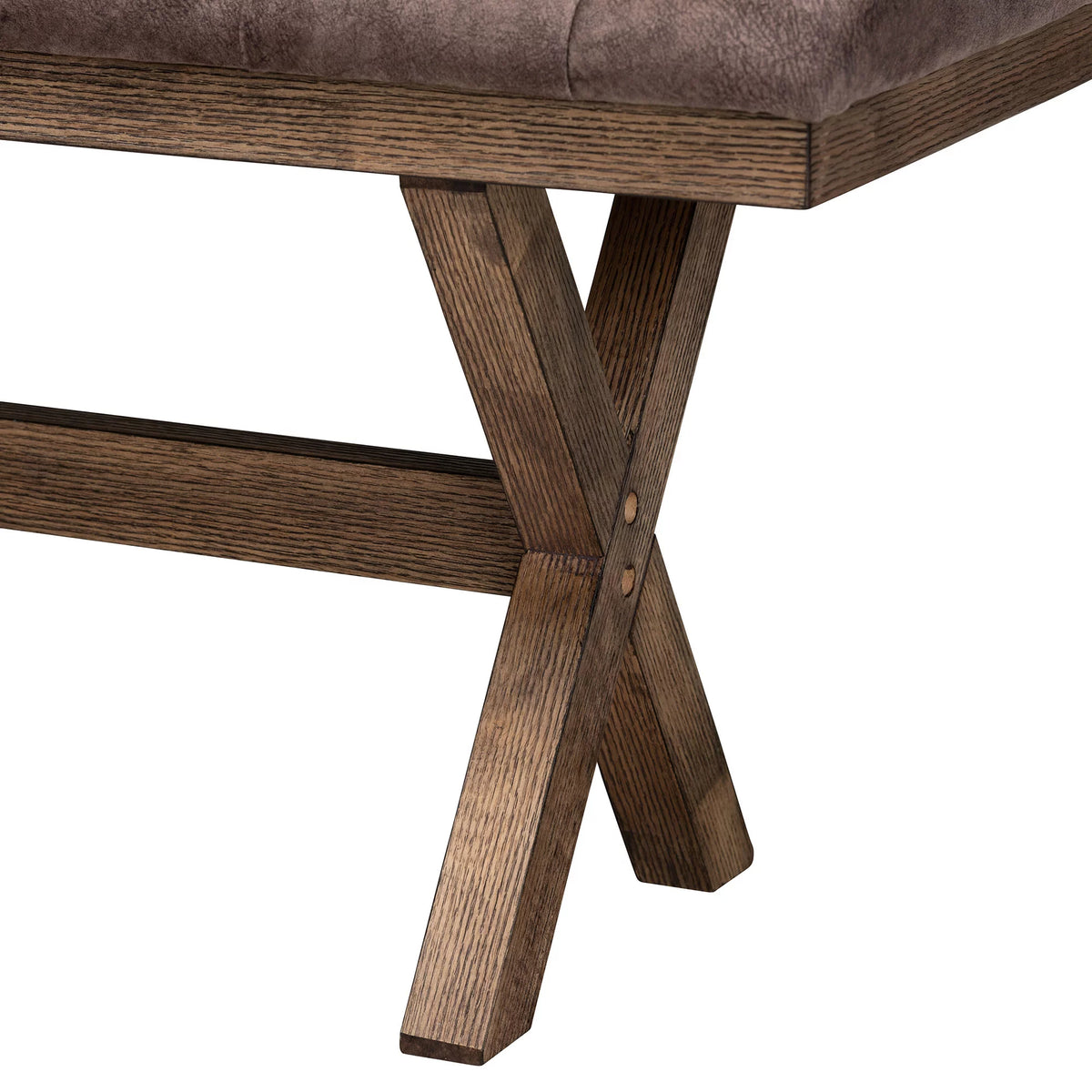 Chocolate Velvet Fabric and Dark Brown Finished Wood Bench Y617018