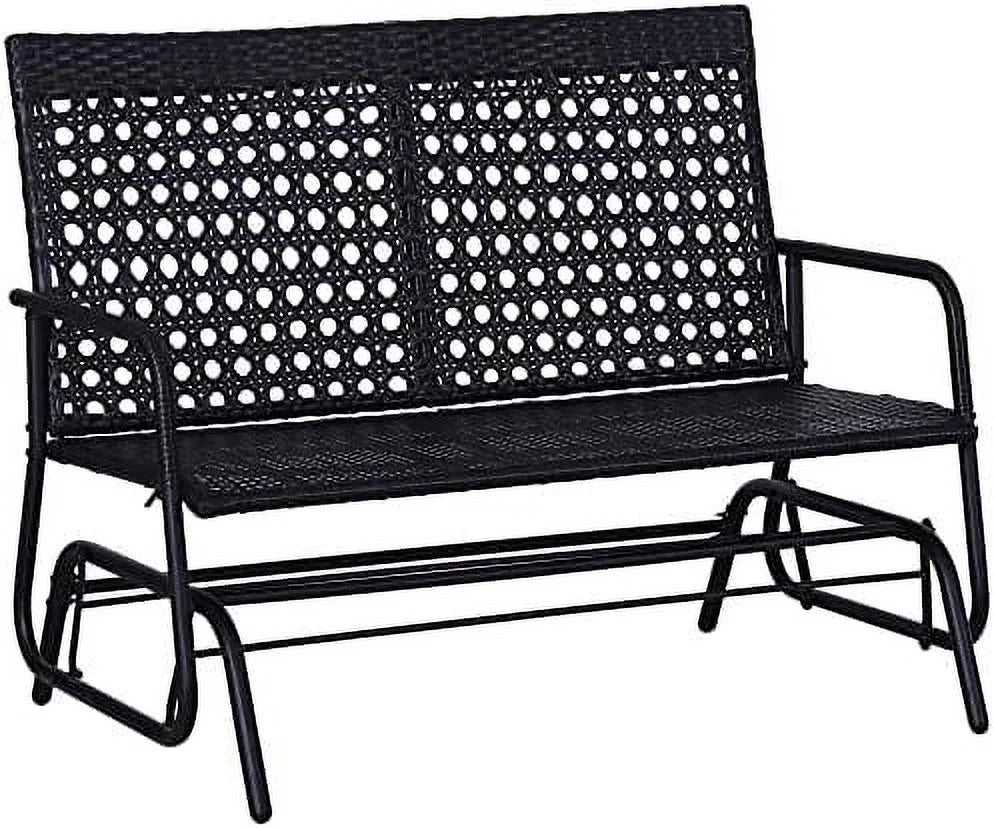 Black Wicker Glider Bench Rocking Chair F413094