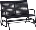 Black Wicker Glider Bench Rocking Chair F413094