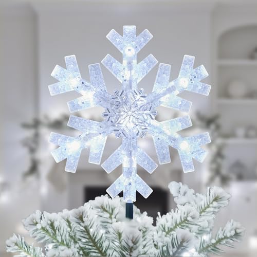 Lighted 3D Snowflake Star Christmas Tree Topper with 15 Bulbs T779461