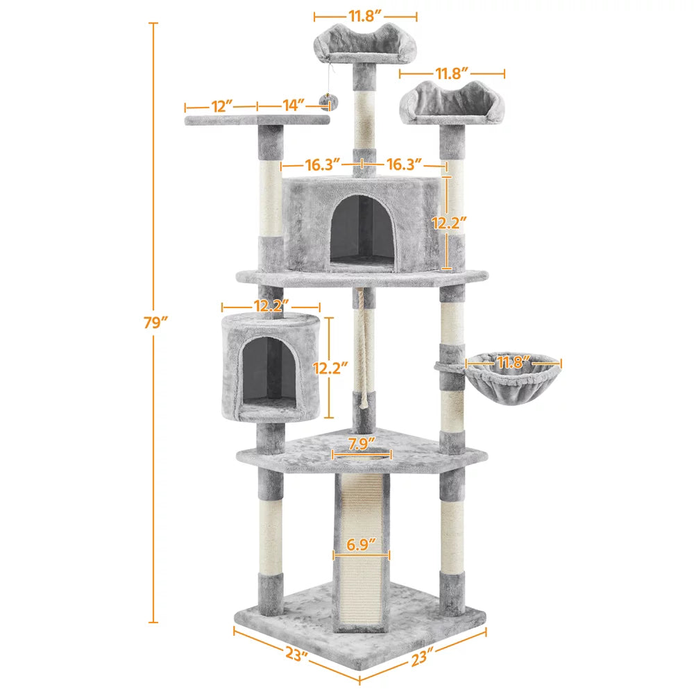79'' Multilevel Cat Tree with Condos & Scratching Posts S3595