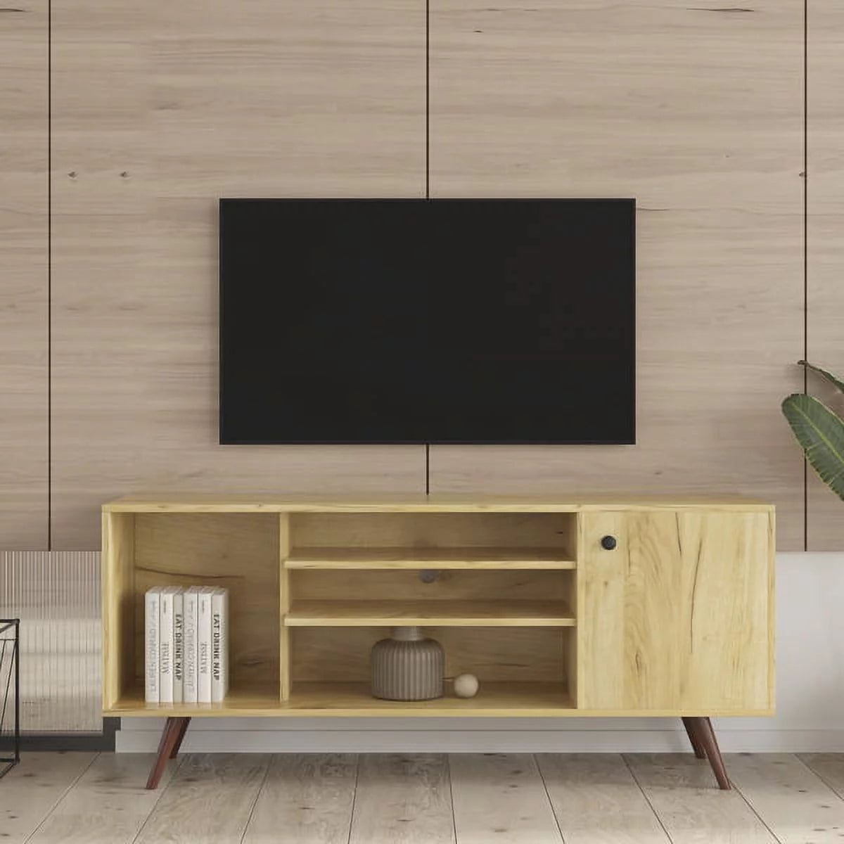 TV Stand with 1 Storage and 2 Shelves O258454