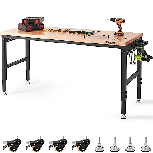 60" Adjustable Heavy Duty Workbench 2000 LBS with Power Outlets P49902