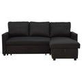 Charcoal Linen Sleeper L-Shaped Sofa & Chaise V626