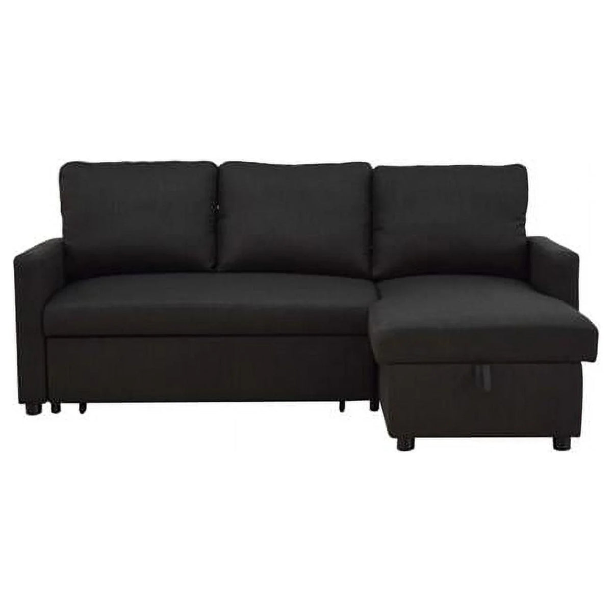 Charcoal Linen Sleeper L-Shaped Sofa & Chaise V626