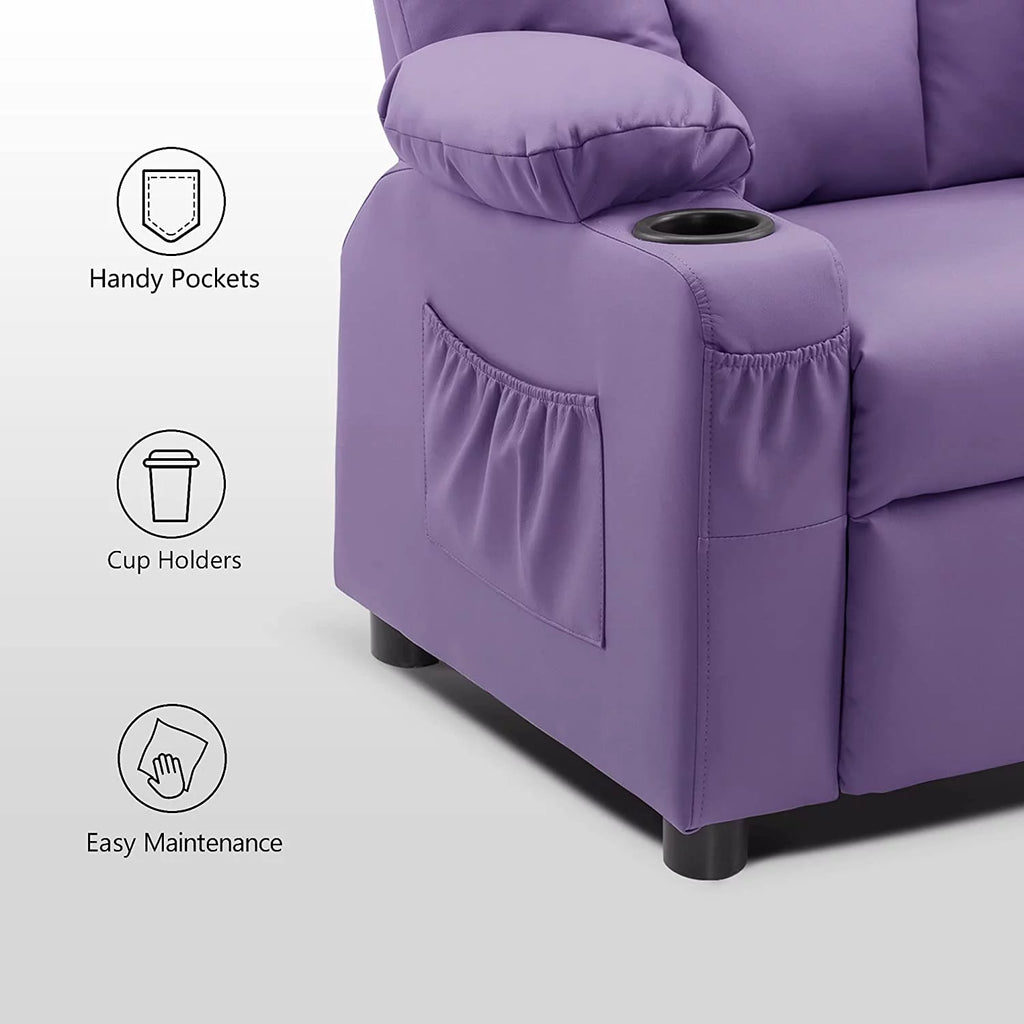 Faux Leather Recliner Chair with Cup Holders I573