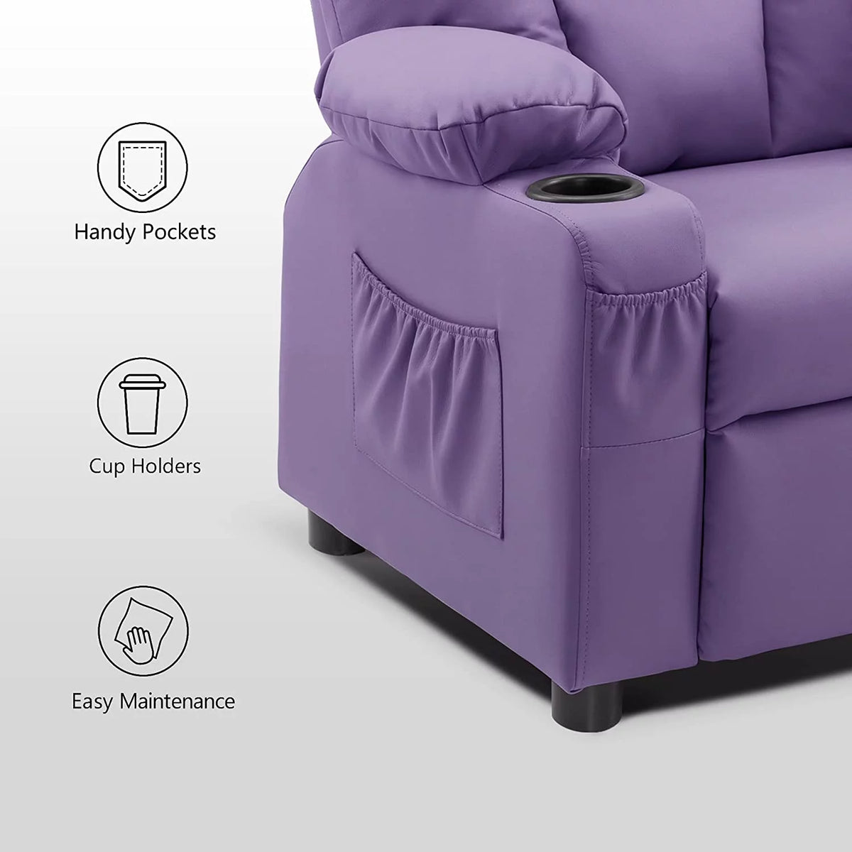 Faux Leather Recliner Chair with Cup Holders I573