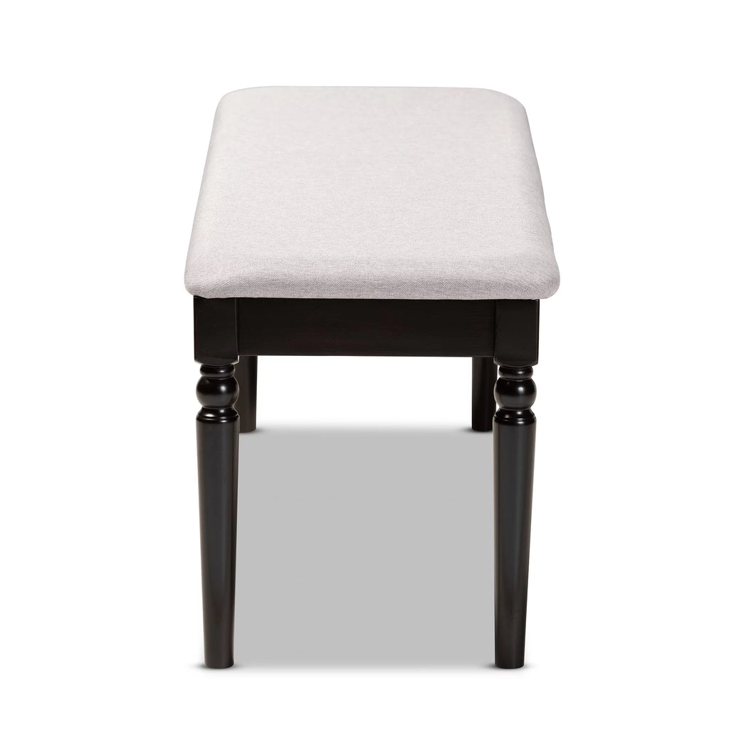 Grey Fabric Upholstered Dark Brown Wood Dining Bench L867106