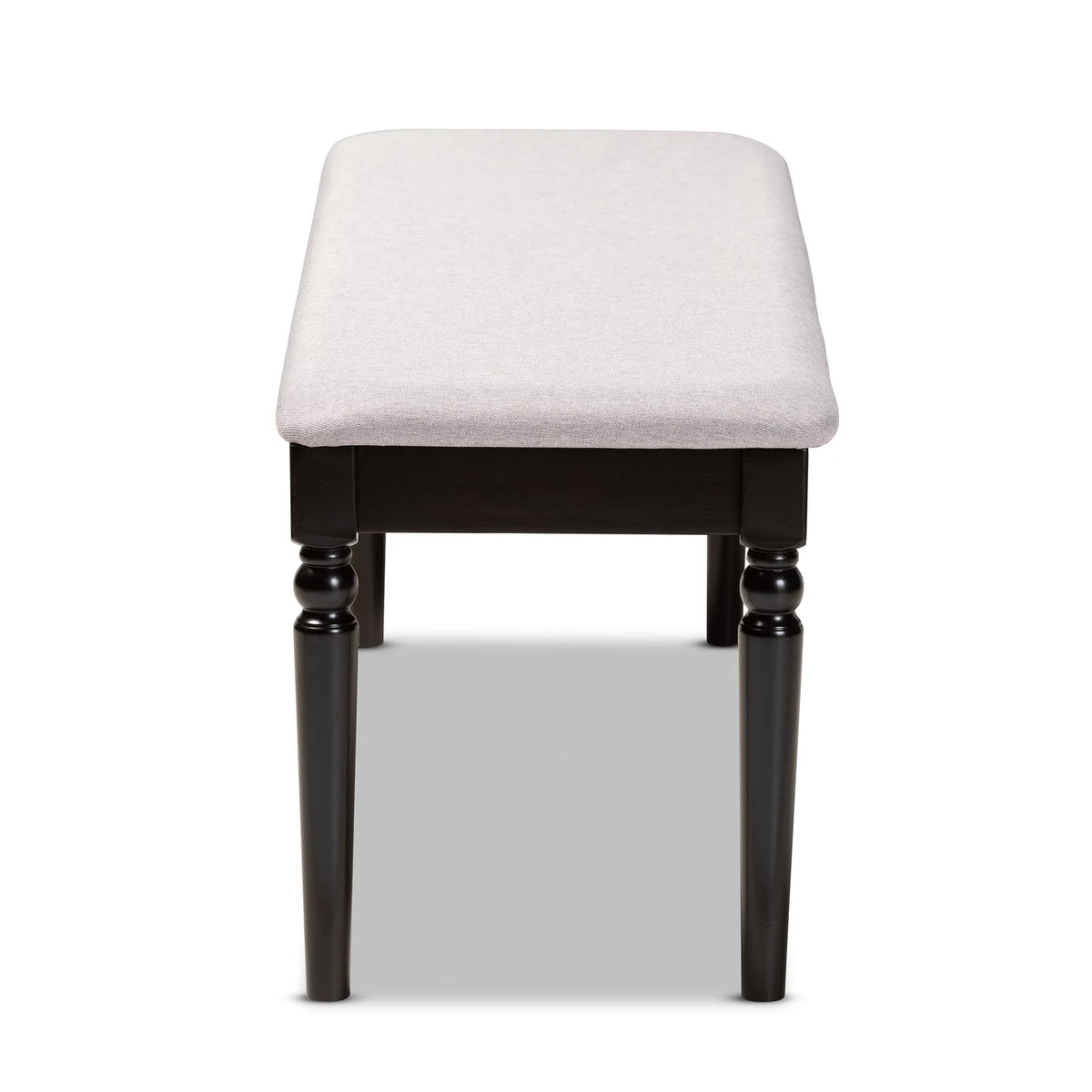 Grey Fabric Upholstered Dark Brown Wood Dining Bench L867106