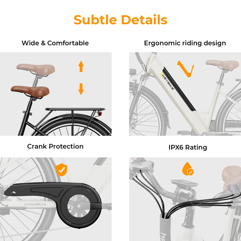 500W Electric City Cruiser Bicycle with 36V 13Ah Removable Battery Y21143