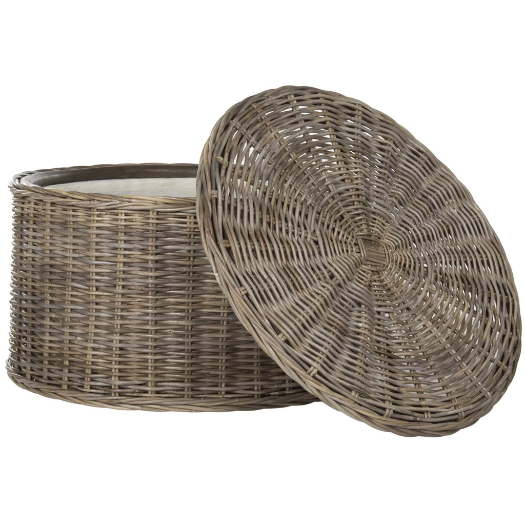 Grey Wicker Storage Coffee Table E417