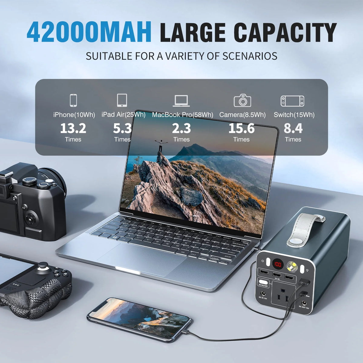 Portable Power Station 300W 300Wh Solar Generator with AC Outlet O143620