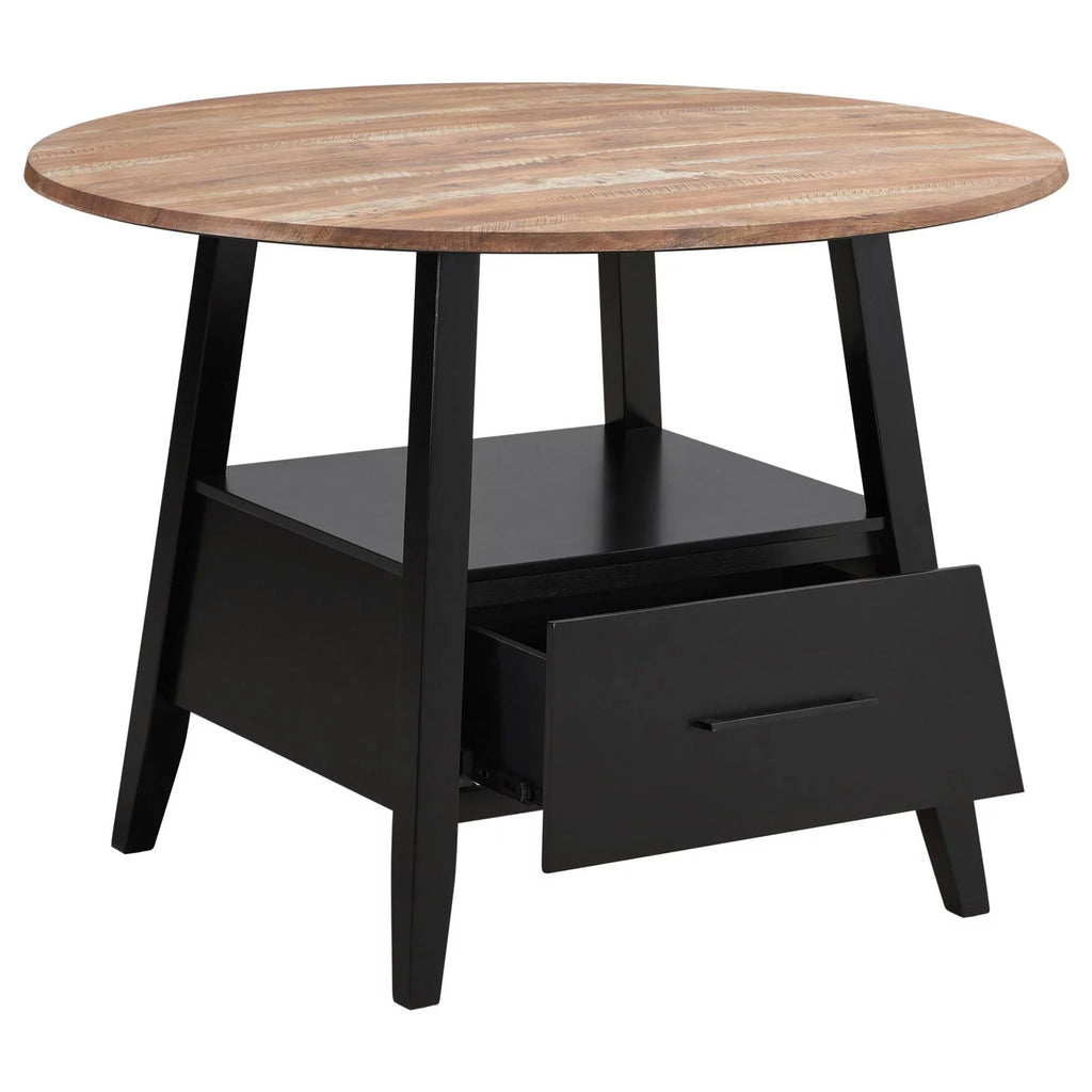 Round Counter Height Table Yukon Oak and Black N9664