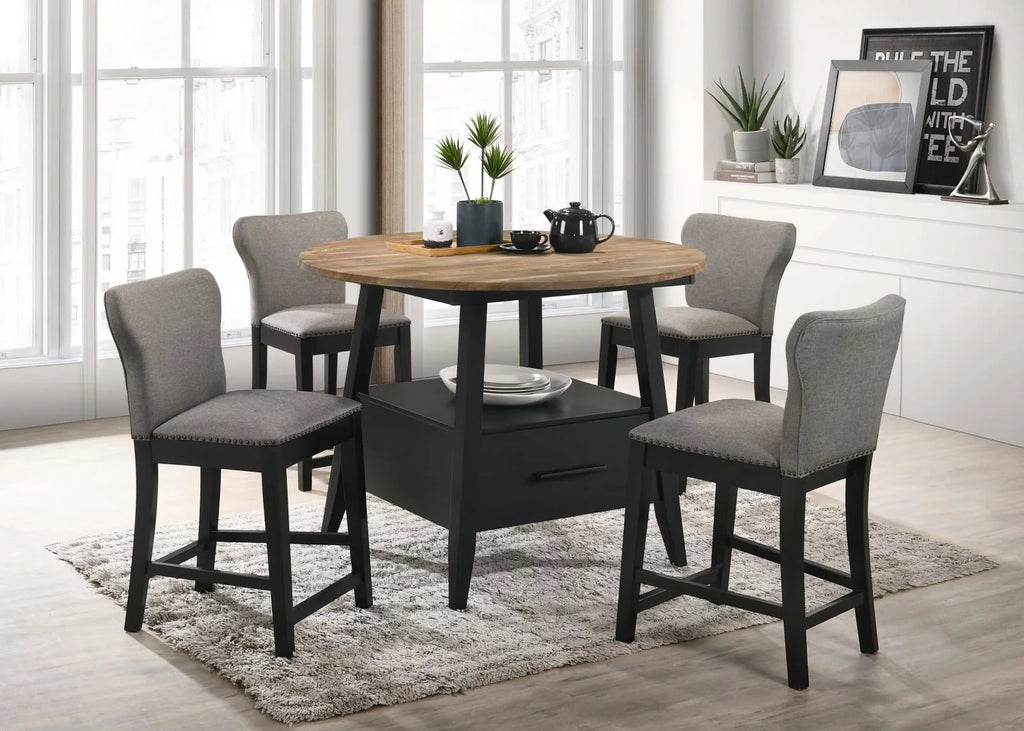 Round Counter Height Table Yukon Oak and Black N9664