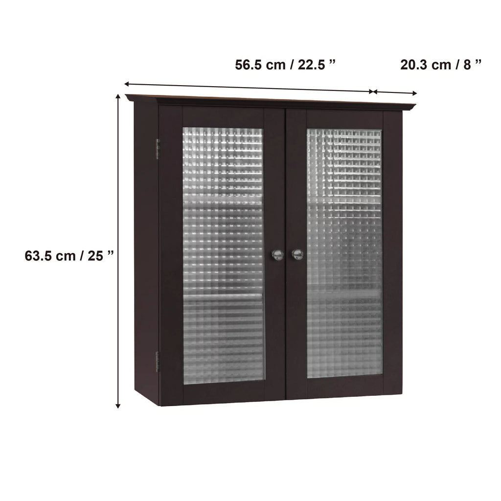 Wooden Wall Cabinet with 2 Glass Doors U6873