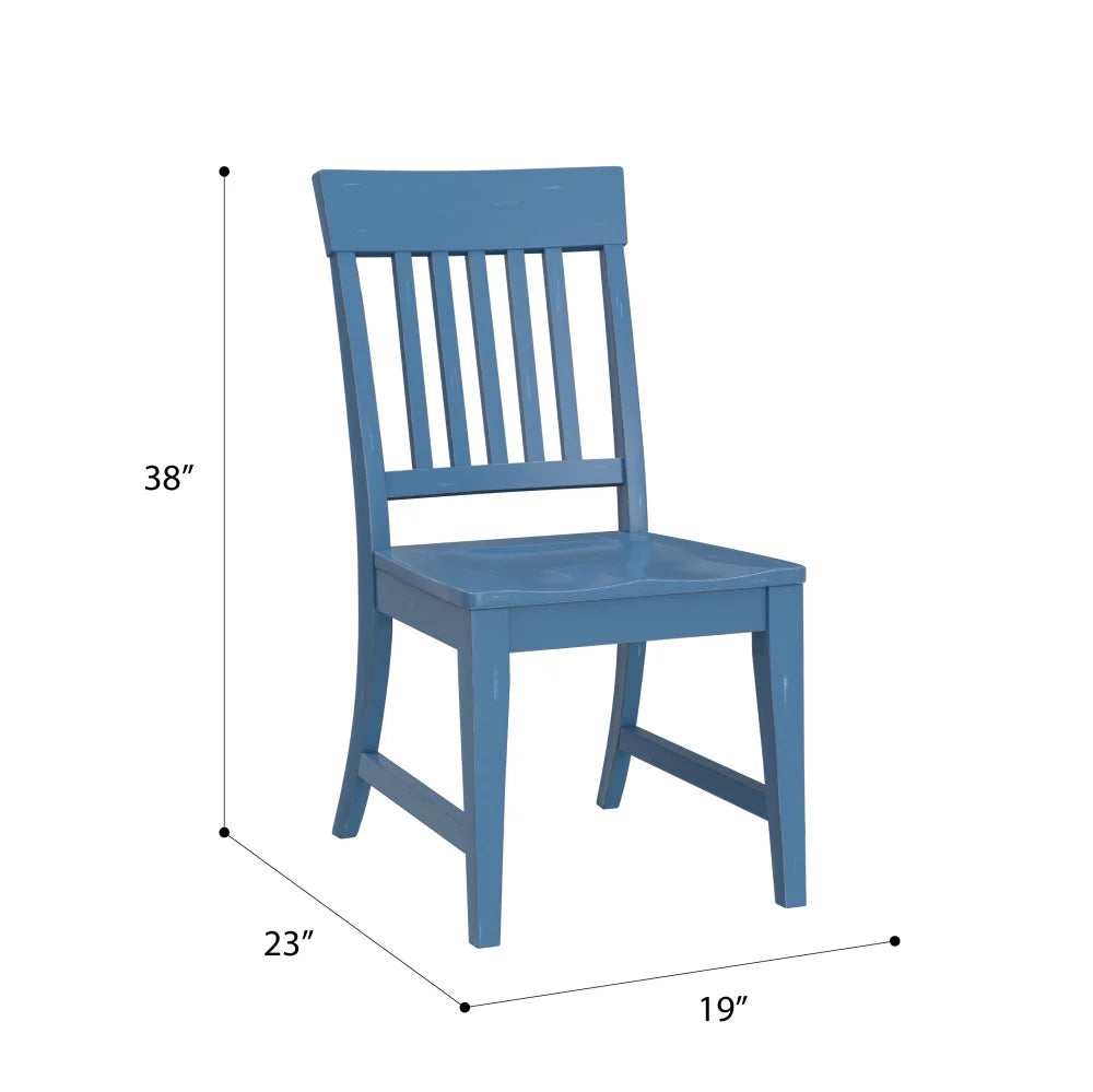 Antique Blue Wood Dining Chairs Pack of 2 W4063