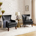 Black Faux Leather Wingback Accent Chairs Set Of 2 U293