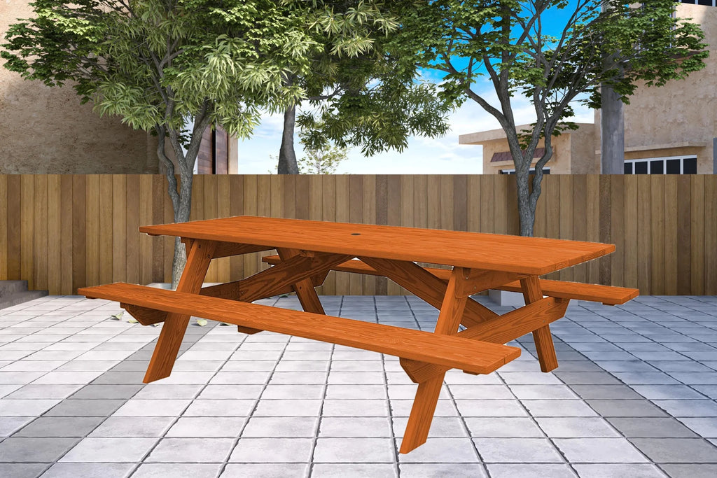 Solid Wood Outdoor Picnic Table with Umbrella Hole H891