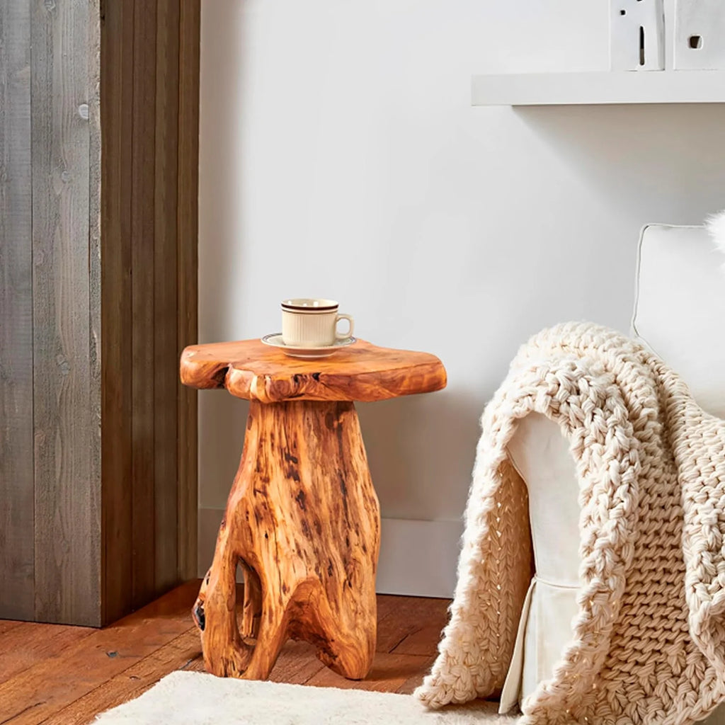 Cedar Wooden Live Edge Side Table M1539