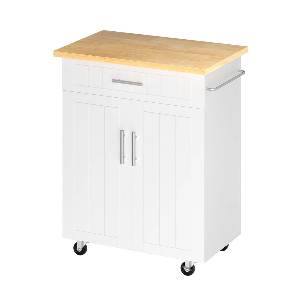 White Kitchen Island with Storage W6407