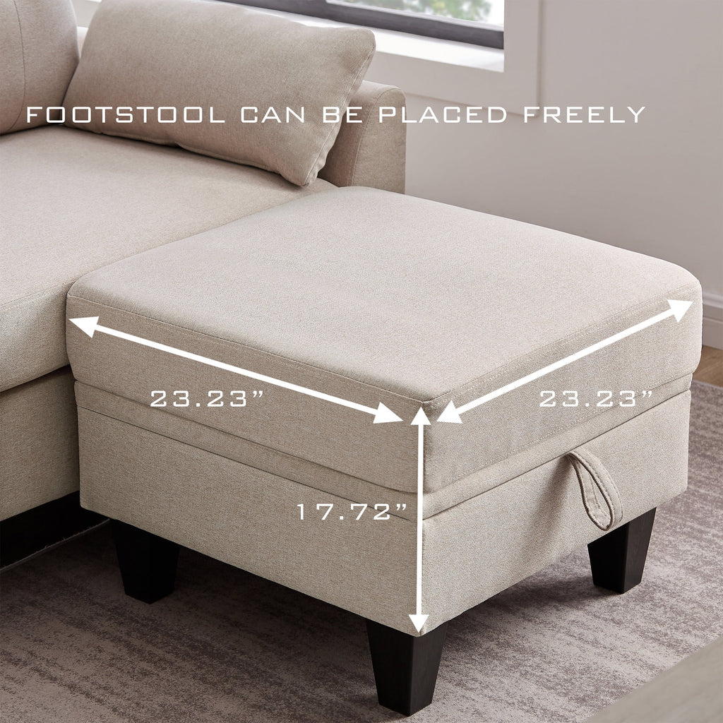 Modern Sectional Sofa with Reversible Chaise L Shaped 4-Seat Convertible Sofa P65308