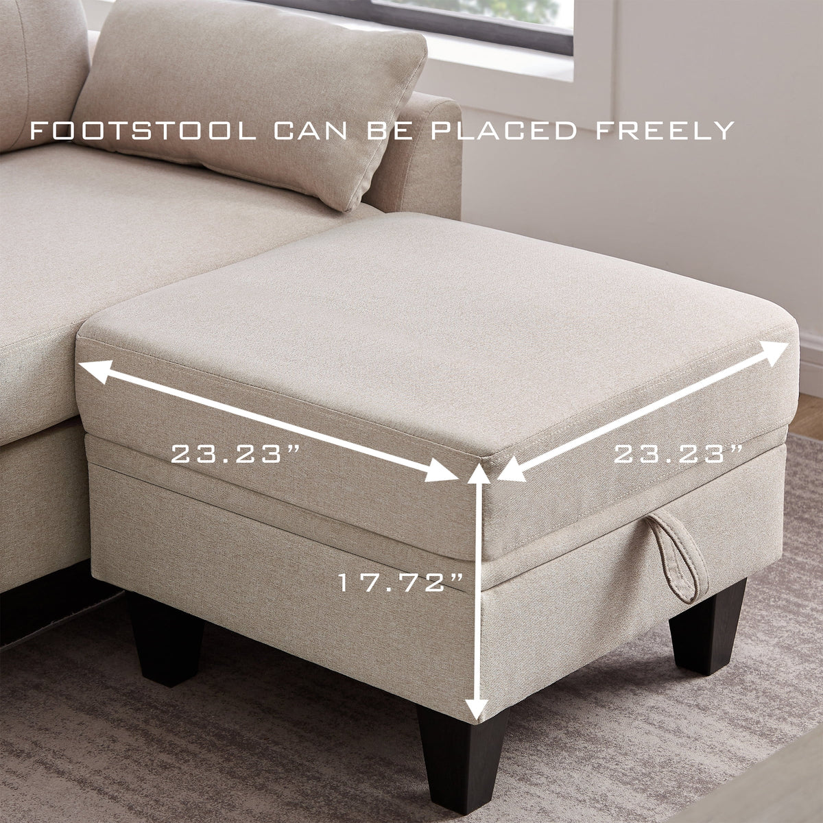 Modern Sectional Sofa with Reversible Chaise L Shaped 4-Seat Convertible Sofa P65308