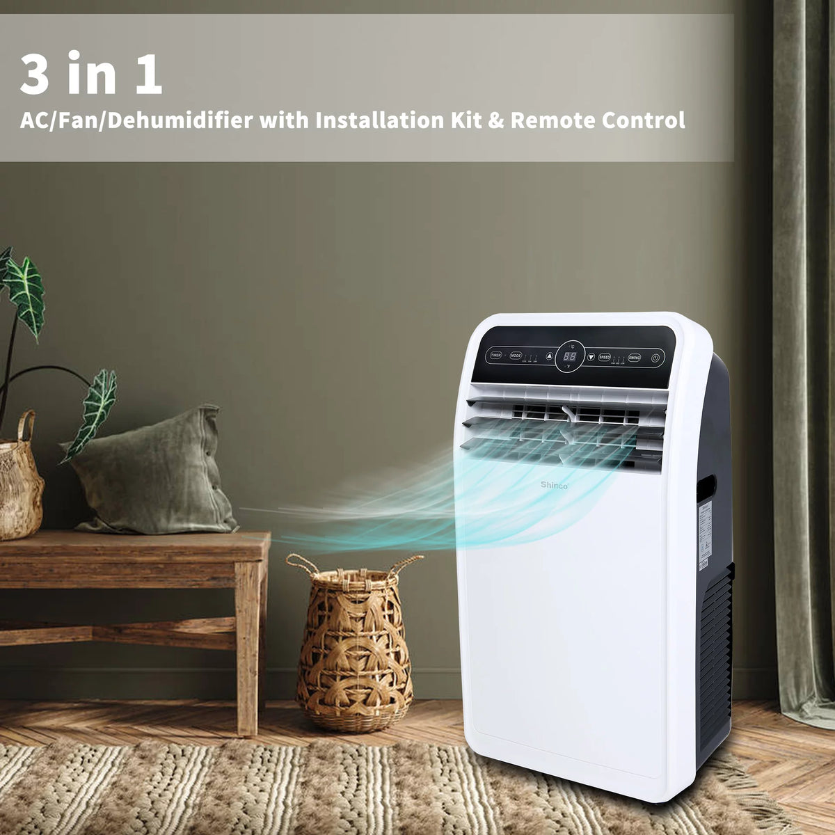 6400BTU 3-in-1 Portable Air Conditioner with Remote Control F2695