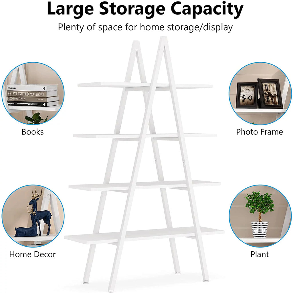 4-Tier White Bookshelf L259