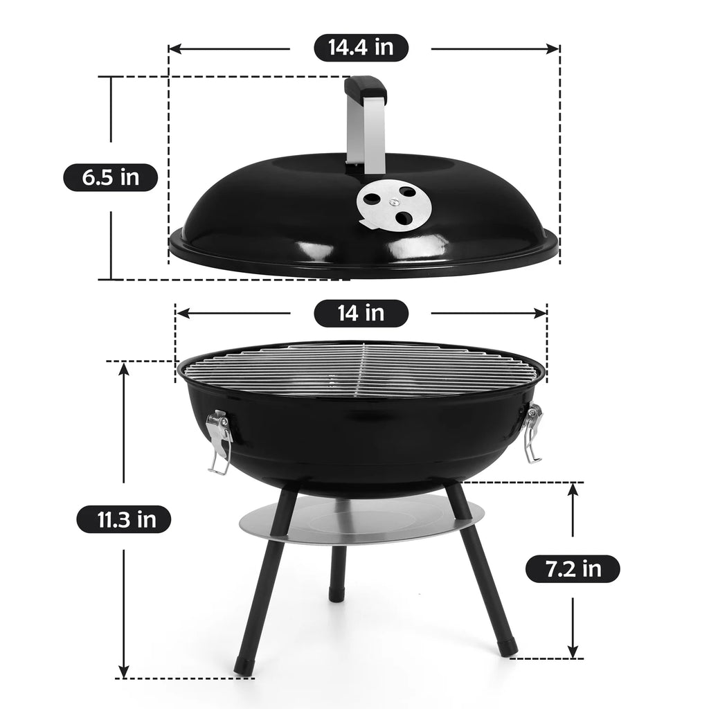 14 inch Portable Charcoal Grill with Black Lid T4655