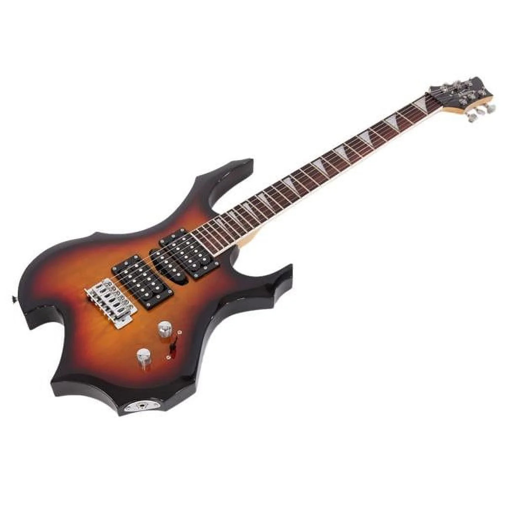 Flame Shaped Electric Guitar with 20W Sound HSH Pickup Sunset Color D4152