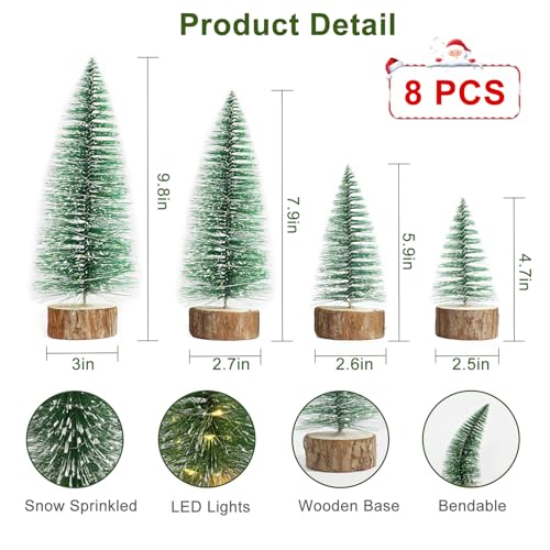 4 PCS Mini Artificial Christmas Trees with LED String Lights I6966