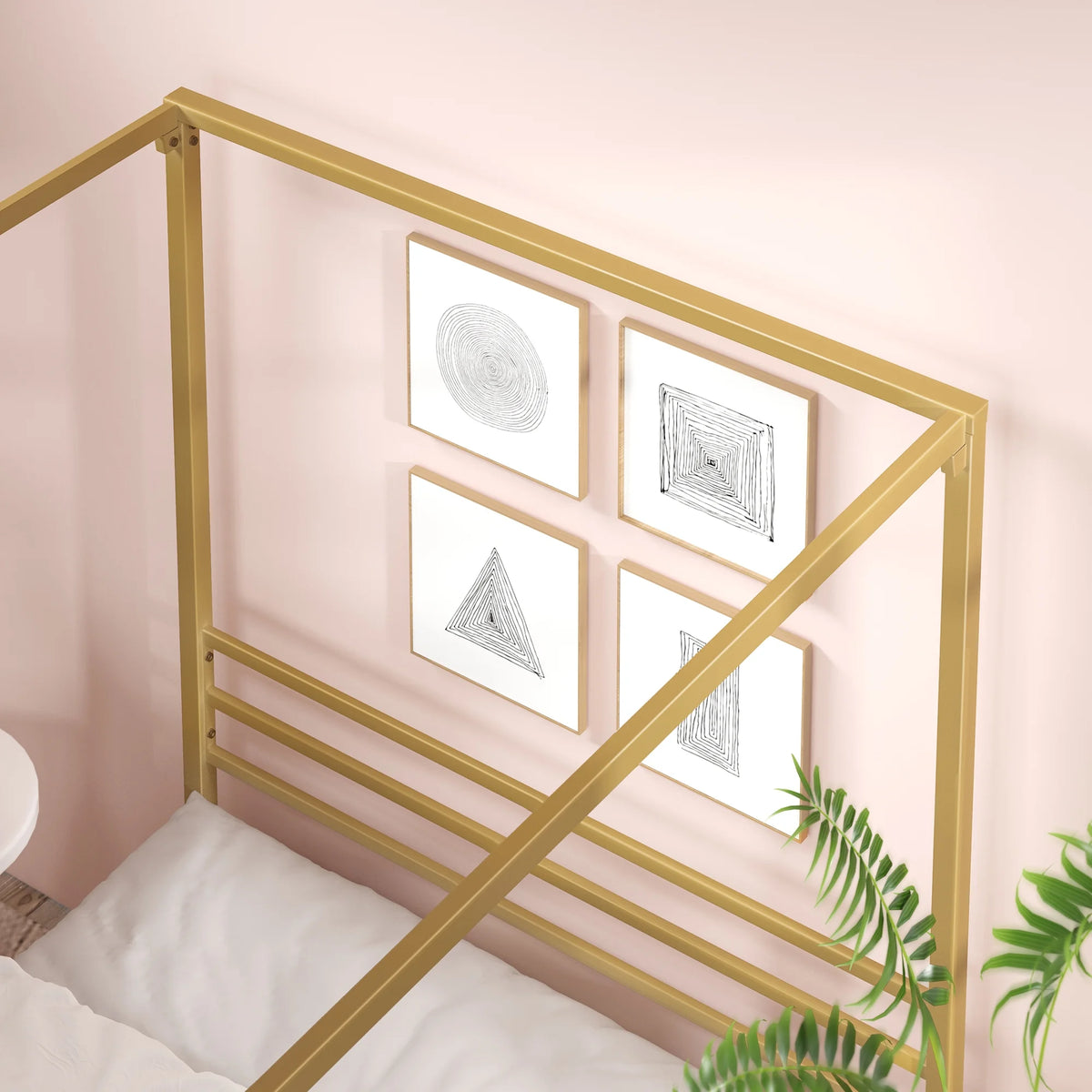 Queen Metal Canopy Platform Bed Frame B85698