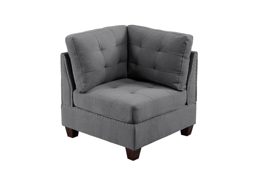 Gray Fabric Sectional Sofa Set 9pcs T14655