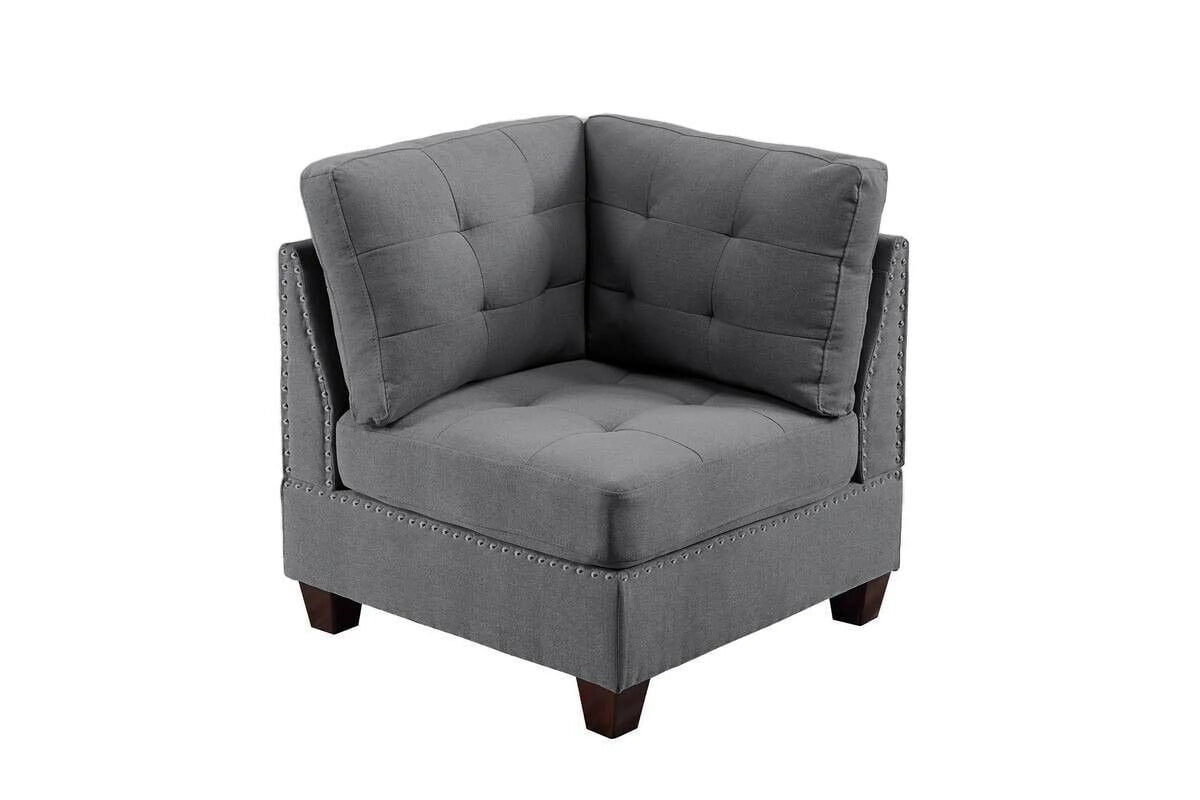 Gray Fabric Sectional Sofa Set 9pcs T14655